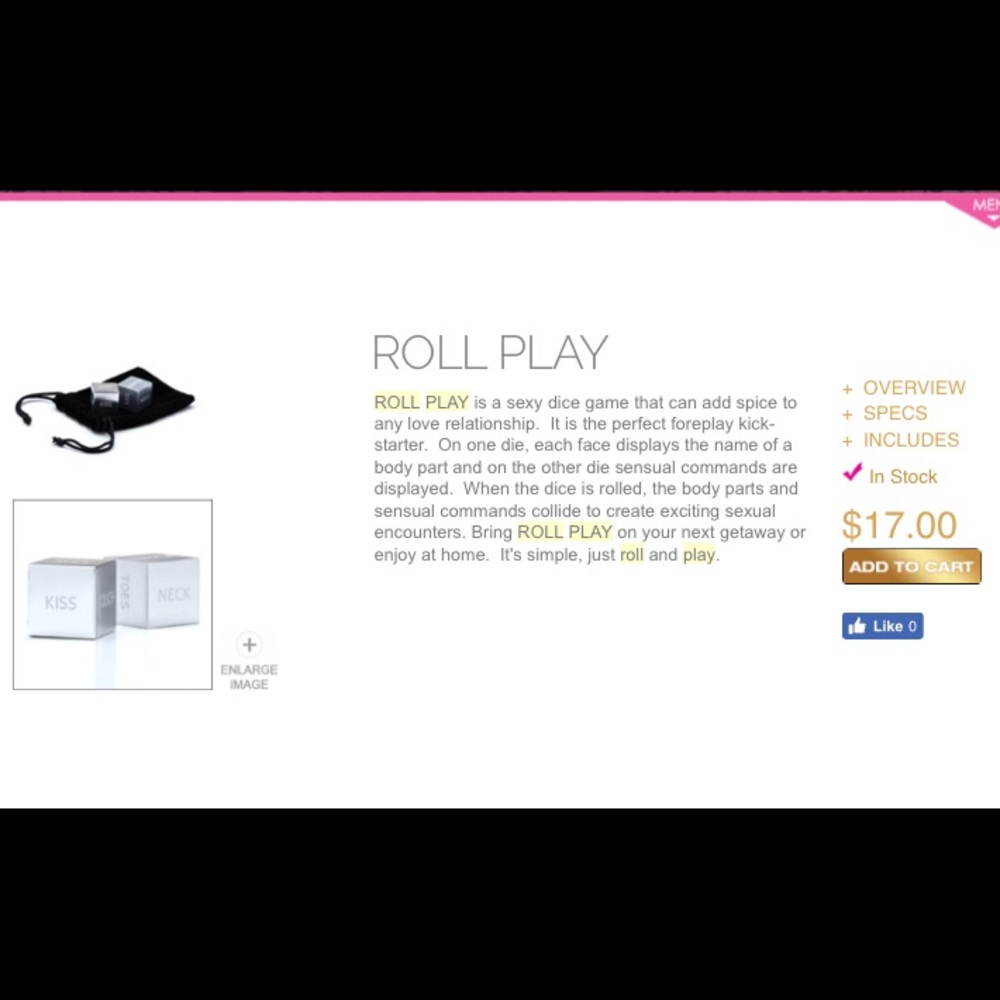 Bedroom Kandi Roll Play dice game